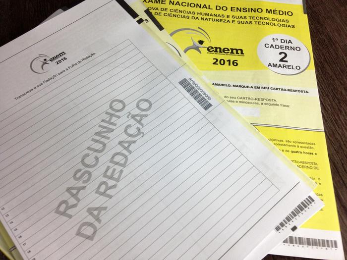 Caderno de prova do Enem 2016 (Crédito: Reprodução)