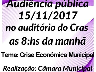 Audiência Pública discutirá crise econômica municipal em Redenção