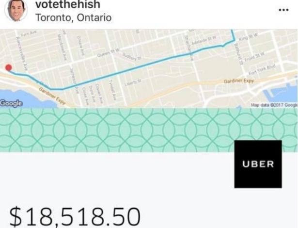 Uber cobra US$ 14,4 mil por corrida de 8 km no Canadá