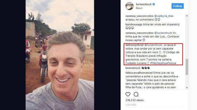 Luciano Huck leva bronca do Detran em página na internet (Crédito: Reprodução)