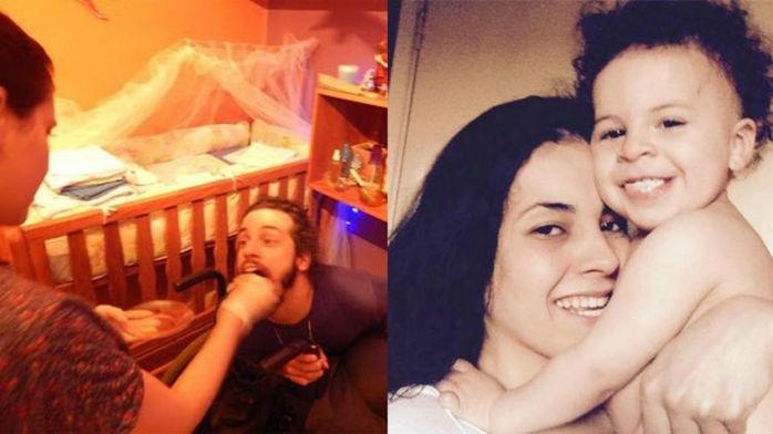À esq., a doula Aline Tarraga dá um pedaço de placenta a Edgar. À dir., Lua e o bebê Renato