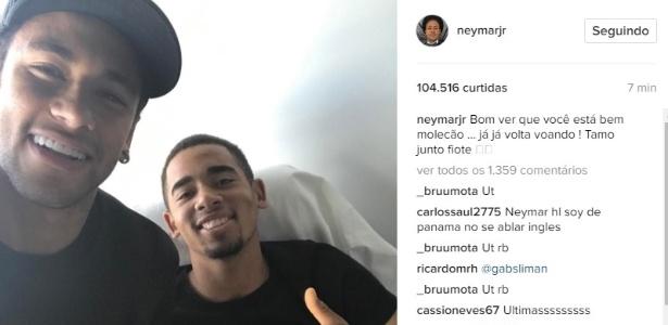 Registro da visita de Neymar a Gabriel Jesus (Crédito: Reprodução)