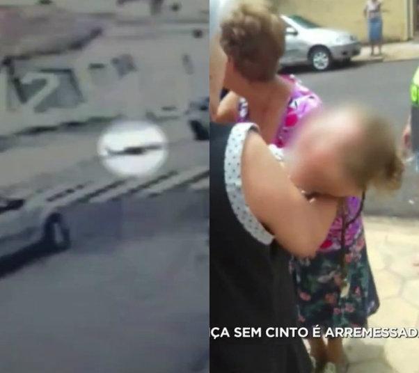 Menina de um ano é arremessada para fora do carro durante acidente