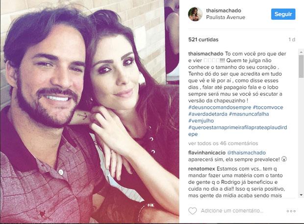 Thaís Machado defende Rodrigo Carvalho