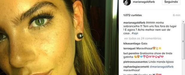 Mariana Goldfarb ri das próprias sobrancelhas em post no Instagram