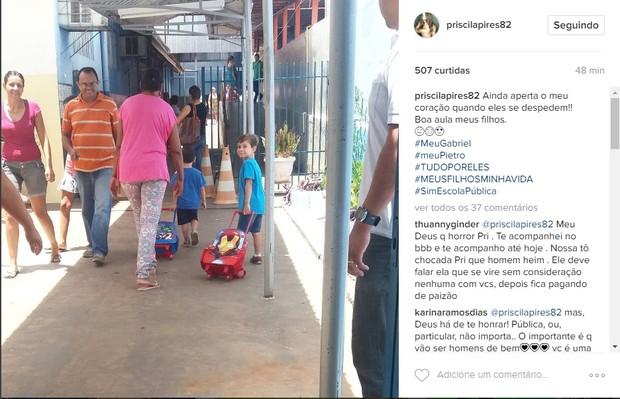 Ex-BBB mostra filhos indo para a escola pública