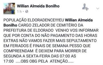 Servidores pedem para ninguém morrer nos fins de semana