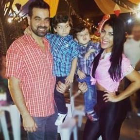 Priscila Pires e o ex-marido, Bruno Andrade, com os filhos