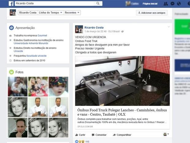 Food-truck é anunciado na internet por R$ 145 mil