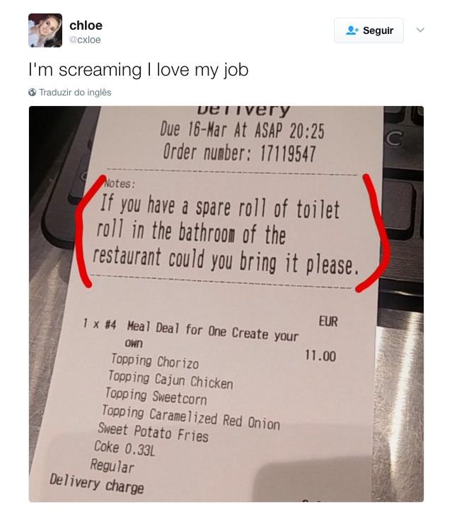 Cliente faz pedido inusitado em delivery de pizzaria