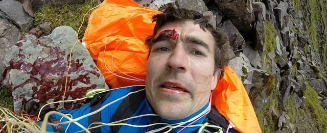 Homem faz selfie após bater em montanha e quebrar cinco vértebras