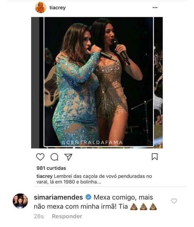 Simaria defende a irmã Simone e manda recado para seguidor
