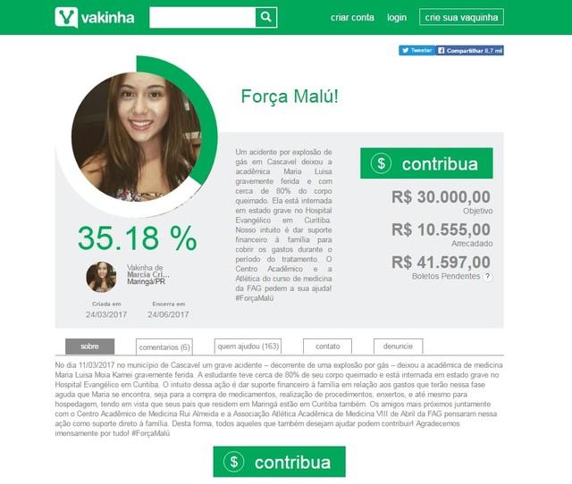 Estudantes fazem vaquinha para ajudar jovem queimada em explosão