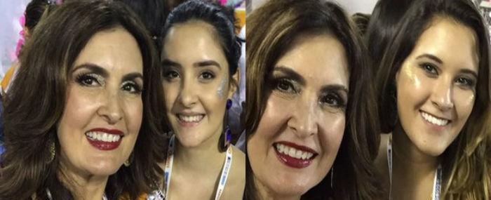 Fátima Bernardes posa com as filhas no Desfile das Campeãs