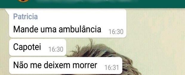 Mulher fez apelo no WhatsApp após capotar veículo
