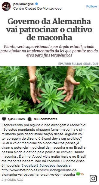 Esposa de Caetano Veloso fuma maconha e defende legalização