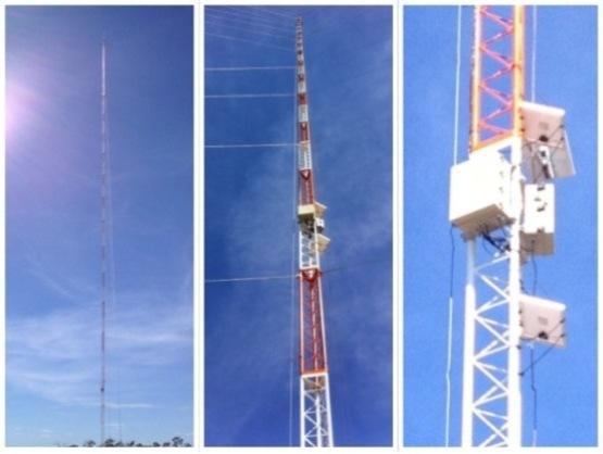 Torre de estudos para medição do vento, temperatura e umidade