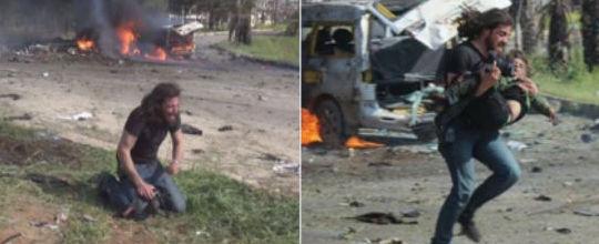 Fotógrafo resgata criança em explosão de ônibus na Síria