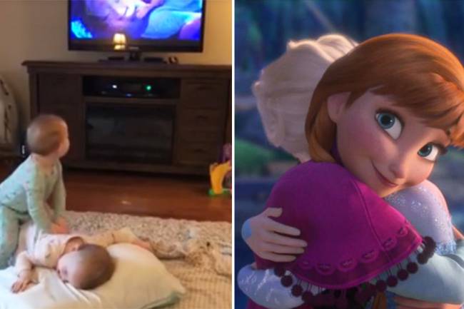 Gêmeas de 2 anos de idade recriam cena da animação “Frozen”
