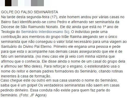 Homem que se passava por seminarista é preso por estelionato