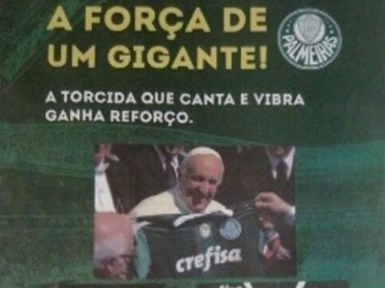Anúncio da Crefisa com a imagem do Papa (Crédito: Reprodução)