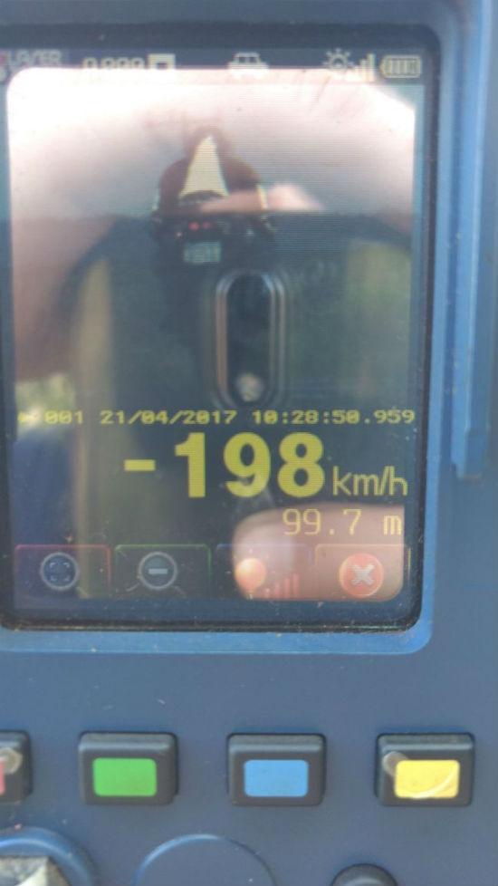 Motociclista flagrado a 198 km/h durante Operação Tiradentes em MS (Crédito: Reprodução)