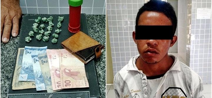 Polícia Militar captura jovem com 19 trouxas de maconha