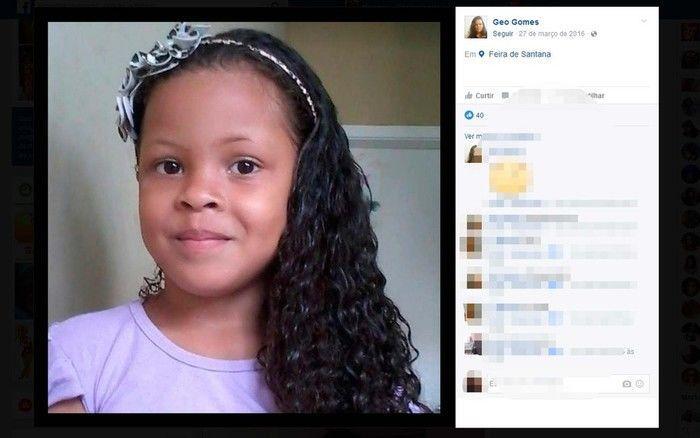 Gabrielly Gomes de 7 anos estava desaparecida há três meses na Bahia (Crédito: Reprodução)