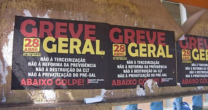 Cartaz que anuncia a greve geral em Teresina (Crédito: Reprodução)