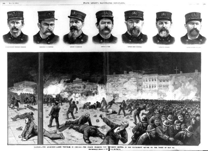 Jornal de 4 de maio de 1886 retrata a morte dos policiais nos protestos pelos direitos trabalhistas (Crédito: Reprodução)
