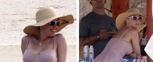 Katy Perry deixa bumbum à mostra durante viagem de férias