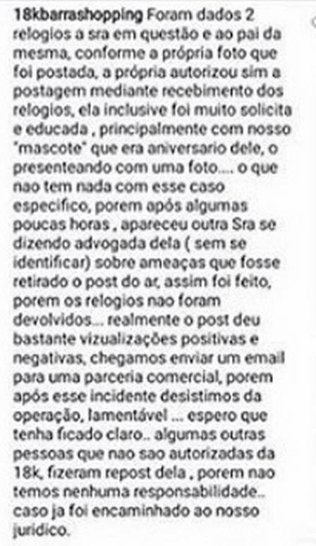 Emilly causou confusão com marca
