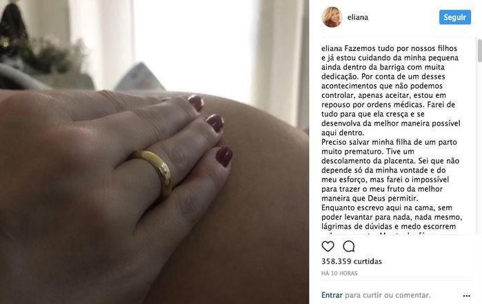Grávida, Eliana se afasta da TV por ordens médicas