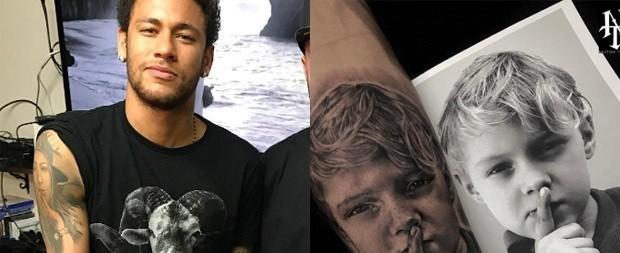 Neymar faz tatuagem com imagem do filho imitando sua famosa pose