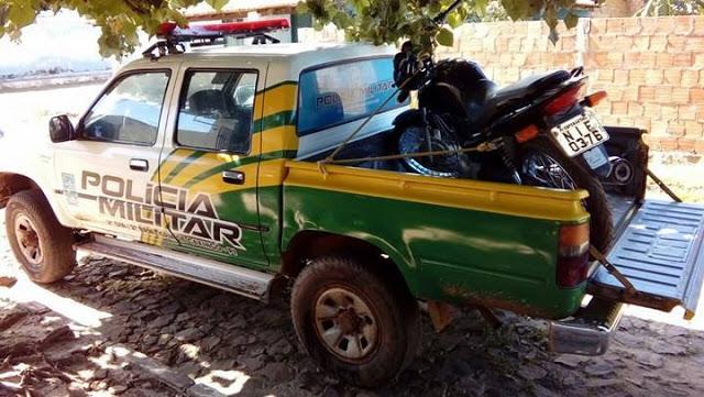 Moto recuperada pela Polícia Militar (Crédito: Reprodução)