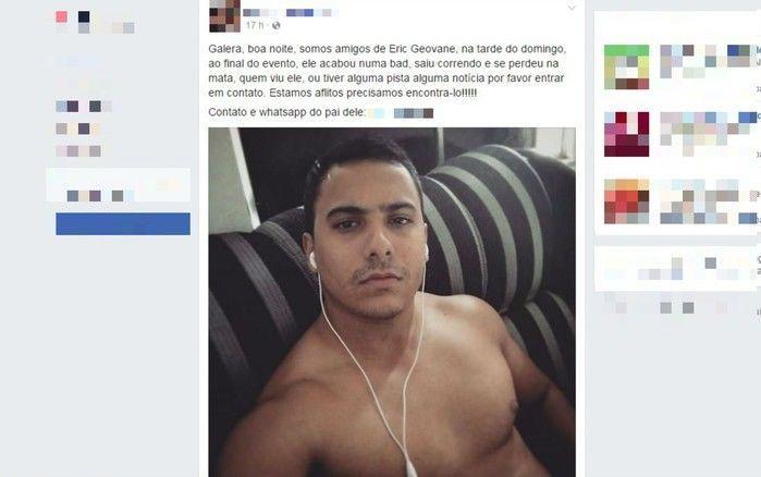 Jovem desapareceu durante rave