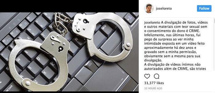 José Loreto tem vídeo íntimo vazado e ator se manifesta na web