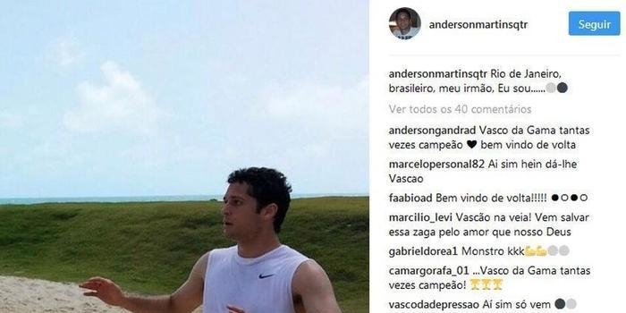 Com letra de samba, Anderson Martins anuncia volta ao Vasco
