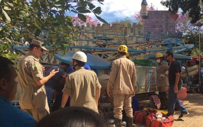 Acidente em parque de diversões (Crédito: Divulgação/ Corpo de Bombeiros)