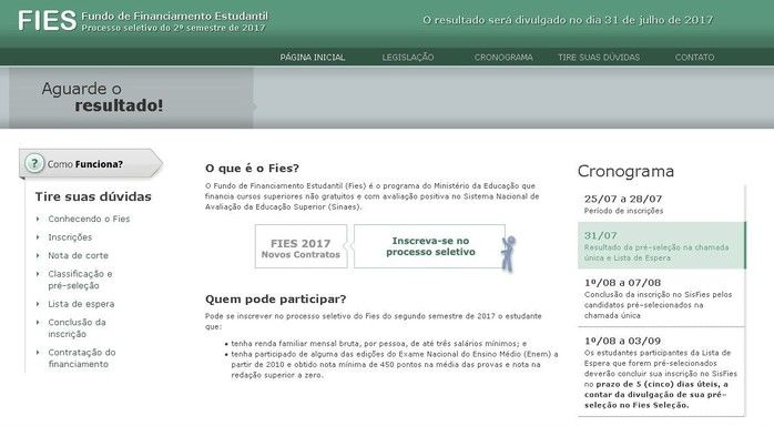 Resultado do Fies do 2º semestre já está disponível