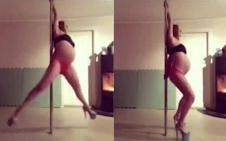 Grávida de 9 meses chama atenção ao fazer pole dance