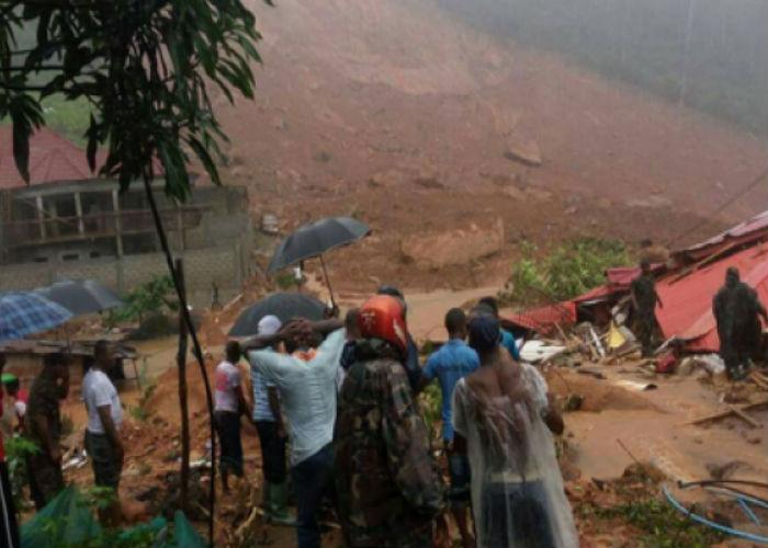 Deslizamento de terra em Serra Leoa (Crédito: Twitter/ANSA )