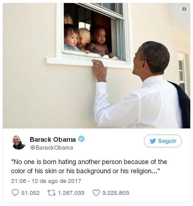 Post de Obama sobre Charlottesville bate recorde no Twitter (Crédito: Reprodução/Twitter)
