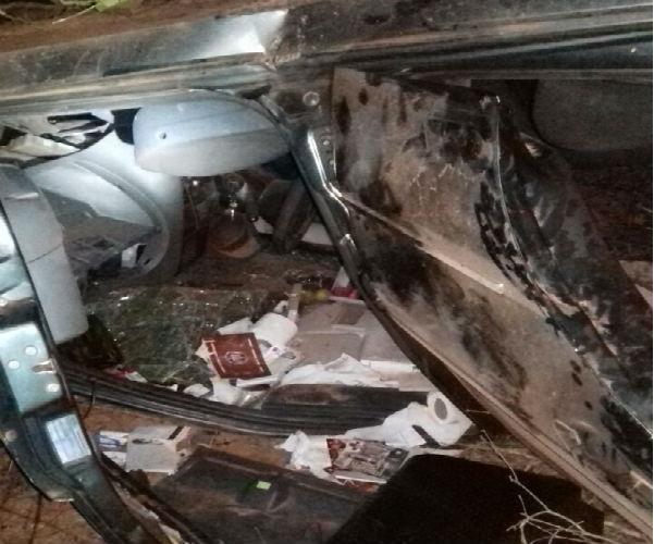Veículo destruído após acidente que vitimou fazendeiro na BR-135 (Crédito: Portalcorrente)