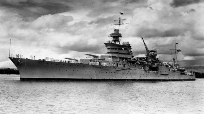 Imagem do USS Indianapolis em Pearl Harbor, em 1937 (Crédito: Reprodução)