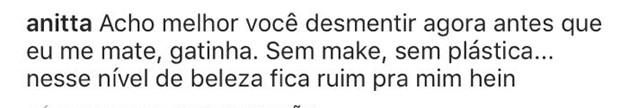Marina Ruy Barbosa posta foto sem maquiagem e Anitta fica em choque