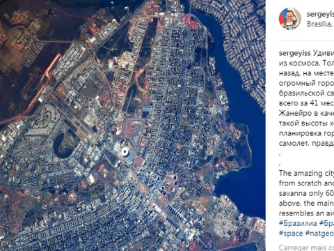 Astronauta posta foto de Brasília vista do espaço:"Parece um avião"