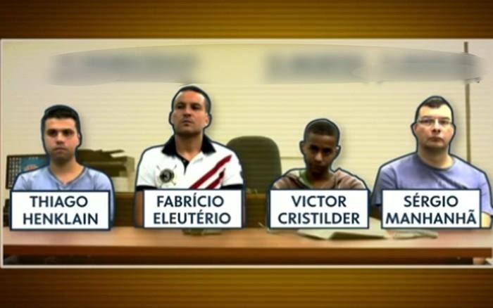 Da esquerda para à direita: 3 PMs e 1 GCM acusados de cometerem chacina (Crédito: TV Globo)