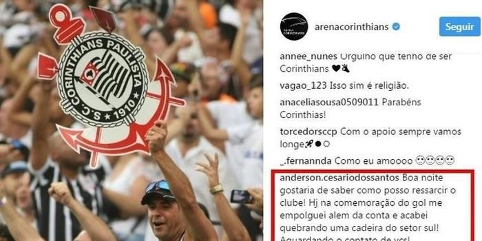 Torcedor procura o Corinthians para pagar por cadeira que quebrou