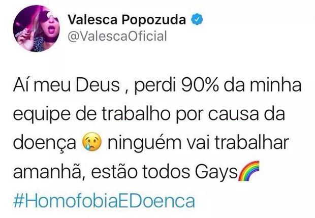 Post de Valesca Popozuda (Crédito: Reprodução/Twitter)